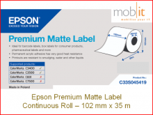 Epson Premium Matte Label Continuous Roll - 102mm x 35m │☎ 044 800 16 30 ▶ info@mobit.ch