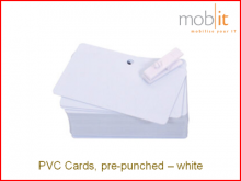 High-quality Consumables for Card Printers | PVC Cards, white, pre-punched | ☎ 044 800 16 30, info@mobit.ch