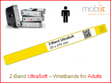 Patientenarmband UltraSoft, Erwachsene, 25x279mm Rand gelb