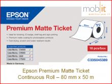 Epson Premium Matte Ticket Roll - 80 mm x 50 m, 18 Rollen