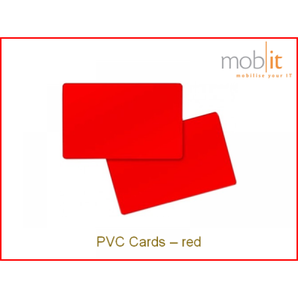 High-quality Consumables for Card Printers | PVC Cards, red | ☎ 044 800 16 30, info@mobit.ch