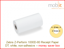 Zebra Z-Perform 1000D-60 Receipt Paper non-adhesive - core 19mm / 57mm exterior - box │☎ 044 800 16 30 ▶ info@mobit.ch