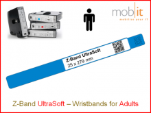 Bracelet patient UltraSoft, adultes, 25x279mm bord bleu