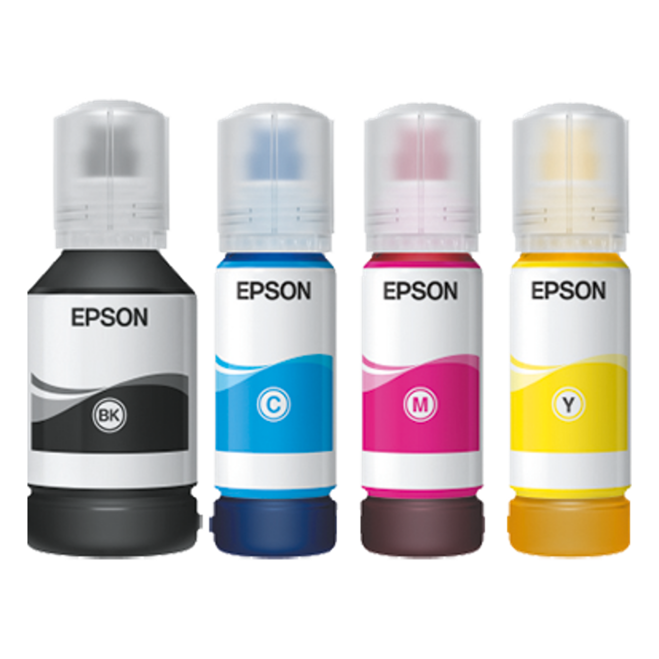 Set de bouteilles d’encre Epson en CMYK, compatible avec les imprimantes jet d’encre pour une impression haute résolution