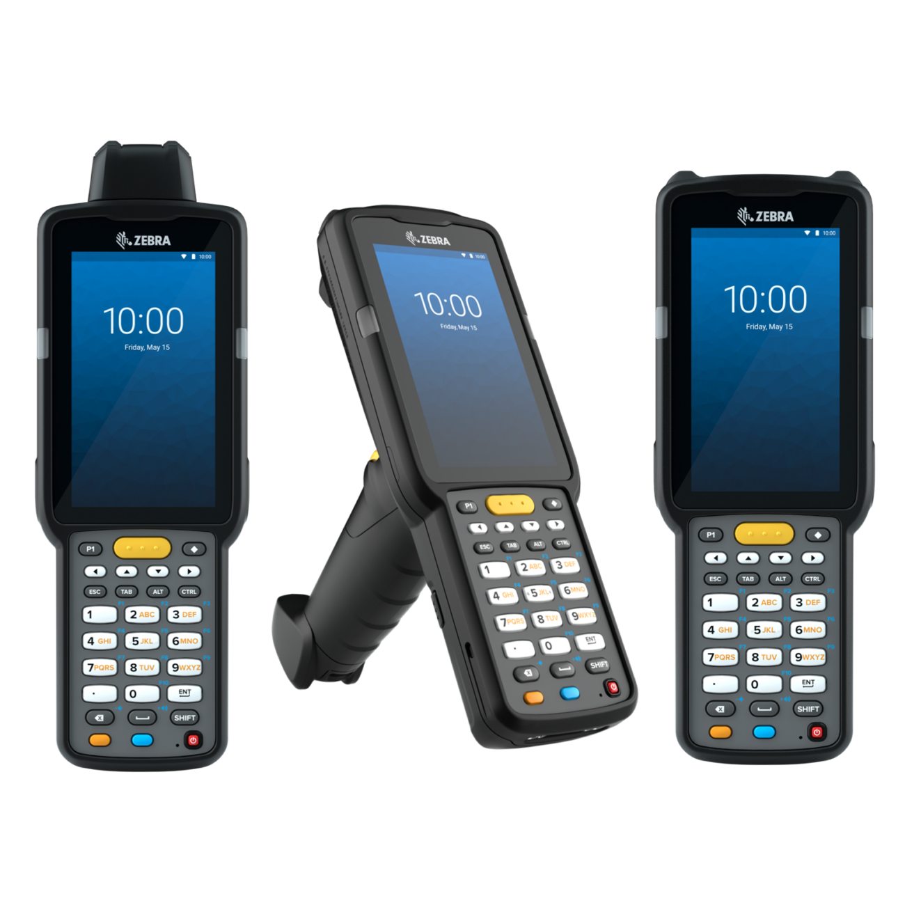 Ordinateurs mobiles Zebra MC3300x avec poignée pistolet et clavier pour logistique et entrepôts