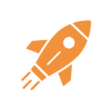 L'icône avec la fusée symbolise les spécialistes expérimentés et l'utilisation des technologies les plus récentes chez mobit pour proposer des solutions innovantes aux clients