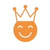 Icône représentant un visage souriant et une couronne, symbolisant l'orientation client et la position de leader de mobit sur le marché d'avenir