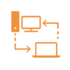 L'icône représentant un ordinateur portable et un PC symbolise l'équipement moderne et les outils de travail contemporains chez mobit
