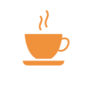 Icône avec une tasse à café, représente la cafétéria et l'espace pause chez mobit