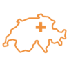 Icône représentant les contours de la Suisse et la croix suisse, symbolisant les PME disposant d'un centre de services en Suisse
