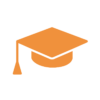 Icône avec un chapeau académique, symbolise la formation et le soutien à la formation continue chez mobit