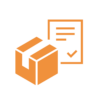 Icône avec boîte et liste de contrôle, représente la saisie d'articles en consignation et la documentation des prestations avec m|ES Healthcare de mobit