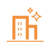 Icon mit glänzendem Gebäude, steht für professionelles Unternehmensimage durch den Einsatz mobiler Apps von mobit
