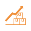 Icône représentant des boîtes empilées et une flèche ascendante, symbolisant la solution flexible et évolutive de gestion des appareils mobiles proposée par mobit