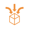 Icône avec une boîte et trois flèches, symbolisant une flexibilité accrue grâce à une préparation des commandes et des demandes de réapprovisionnement efficaces avec les solutions logicielles mobit