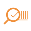 Icône avec loupe et code-barres, symbolise la réduction des sources d'erreurs grâce à la saisie précise de tous les mouvements de marchandises avec les solutions logicielles mobit