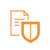 Icône avec document et bouclier, symbolisant la sécurité des données et la protection des informations de l'entreprise grâce à la gestion des appareils mobiles par mobit