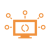 Icône avec écran et points connectés, symbolisant le contrôle et la surveillance centralisés de tous les appareils grâce à la gestion des appareils mobiles de mobit