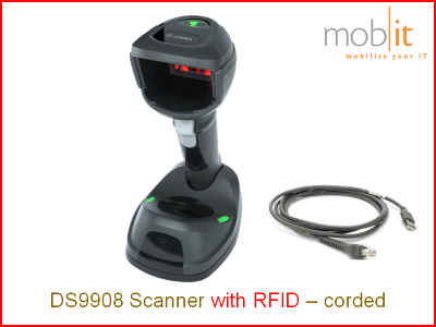 Zebra DS9908 RFID und Barcode Scanner, corded, schwarz