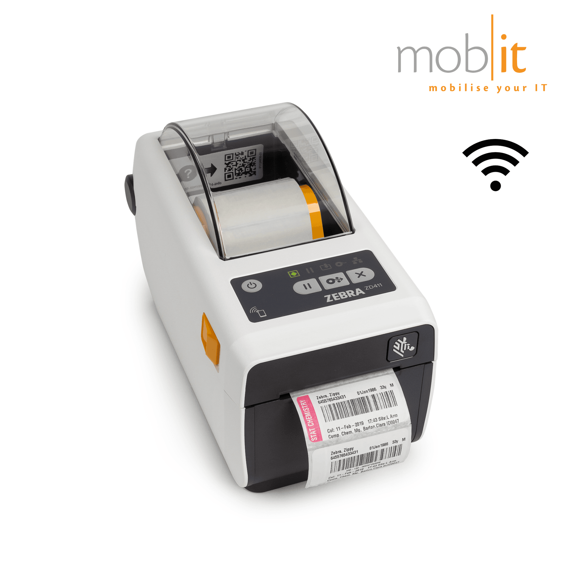 Zebra ZD411-HC Healthcare Label Printer, Direct Thermal, Wi-Fi