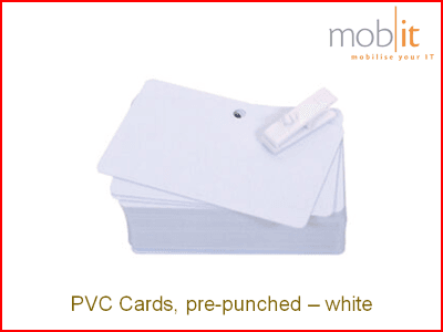 PVC Karten weiss, gelocht 5 mm, 100 Stück, 20 MIL