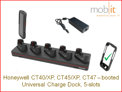 Honeywell CT47 Mobile Computer - Charge Dock, 5-slots, booted