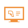 Icon mit Monitor und Barcode-Scanner, steht für digitale 3D-Übersicht im mobit Webshop