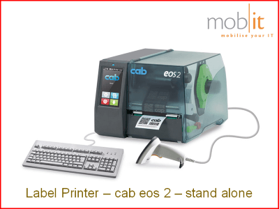 cab EOS2 stand alone Label Printer, Etikettendrucker, Imprimante d'étiquettes, Stampante per etichette