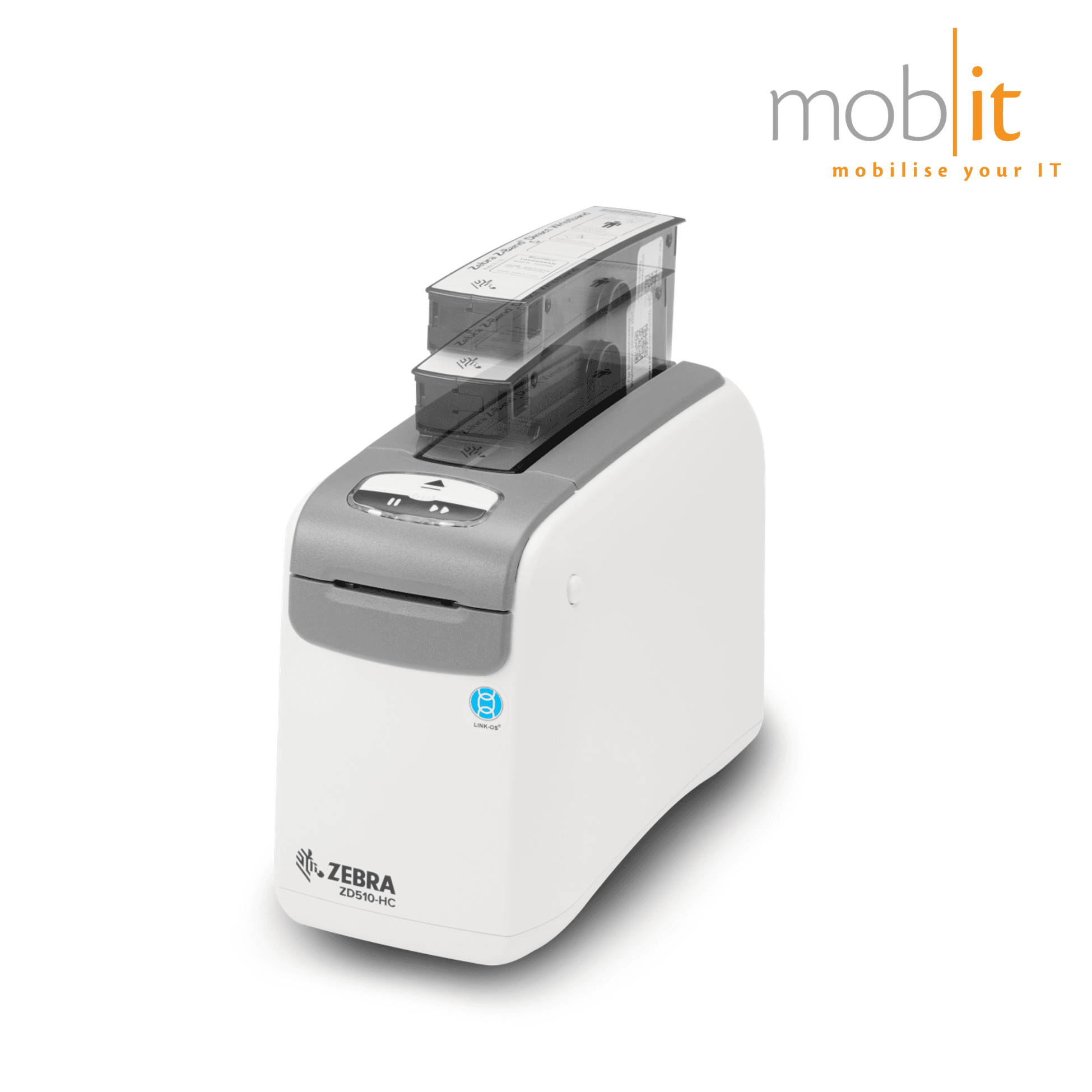 Zebra ZD510-HC Wristband Printer, inserting a cartridge