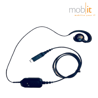 Zebra USB-C Wired Headset with Push-To-Talk (PTT) button and volume control.