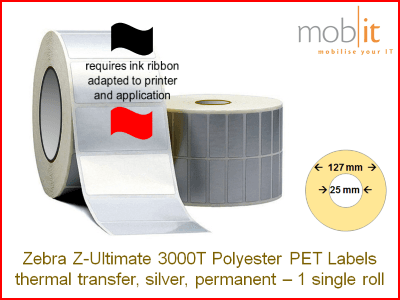 Polyester Etiketten TT silber - 38 x 19 mm