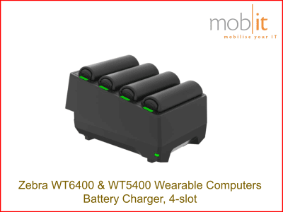 4-Slot Battery Charger for Zebra WT5400 and Zebra WT6400 Wearable Computers.