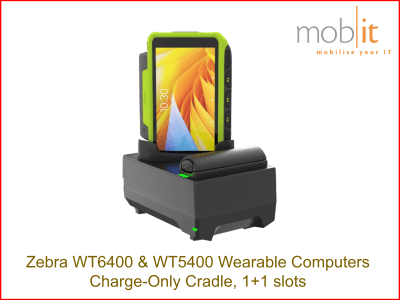 1-Slot Charge-Only Cradle for Zebra WT5400 and Zebra WT6400 Wearable Computers plus battery.