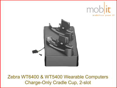 2-Slot Charge-Only Cradle Cup for Zebra WT5400 and Zebra WT6400 Wearable Computers.