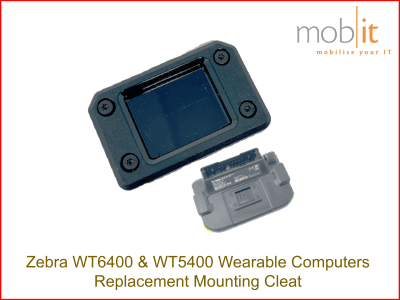 Replacement Mounting Cleat for Wrist Mounts of Zebra WT5400 and Zebra WT6400 Wearable Computers.