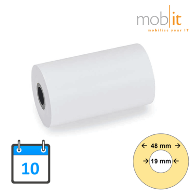 Zebra 8000D Direct Thermal 10-Year Receipt Paper Roll, linerless, 60 micron, white, 48 mm roll diameter, 19 mm core