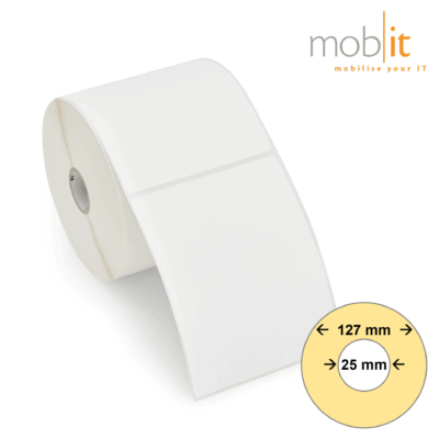 Zebra 2000D Direct Thermal Paper Labels, white, permanent adhesive, 25 mm core and 127 mm roll diameter