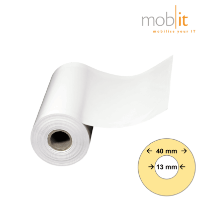 Zebra 8000D Direct Thermal Paper Labels, linerless, white, permanent adhesive, 40 mm roll diameter, 13 mm core