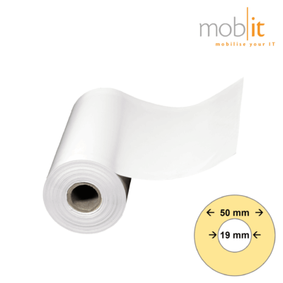 Zebra 8000D Direct Thermal Paper Labels, linerless, white, permanent adhesive, 50 mm roll diameter, 19 mm core