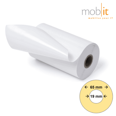 Zebra Zeroliner 2000D Direct Thermal Paper Labels, linerless, white, permanent adhesive, 65 mm roll diameter, 19 mm core
