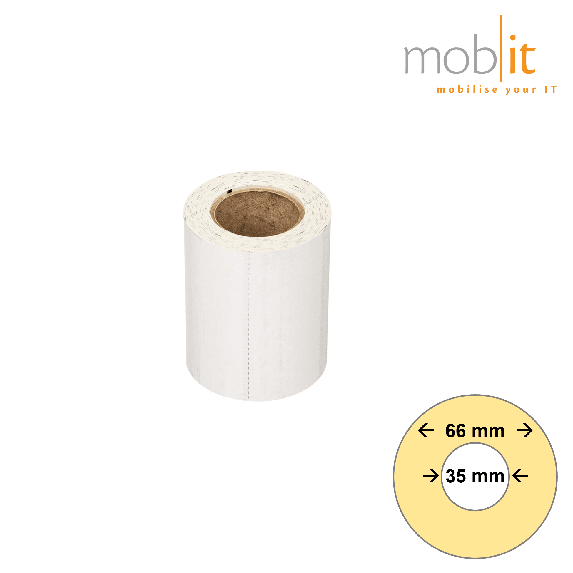 Zebra 1000D Direct Thermal Paper Tags, white, non-adhesive, 35 mm core and 66 mm roll diameter