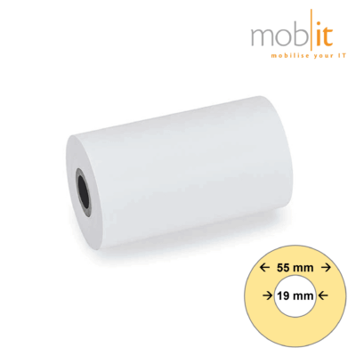 Zebra 1000D Direct Thermal Receipt Paper Roll, linerless, 60 micron, white, 55 mm roll diameter, 19 mm core