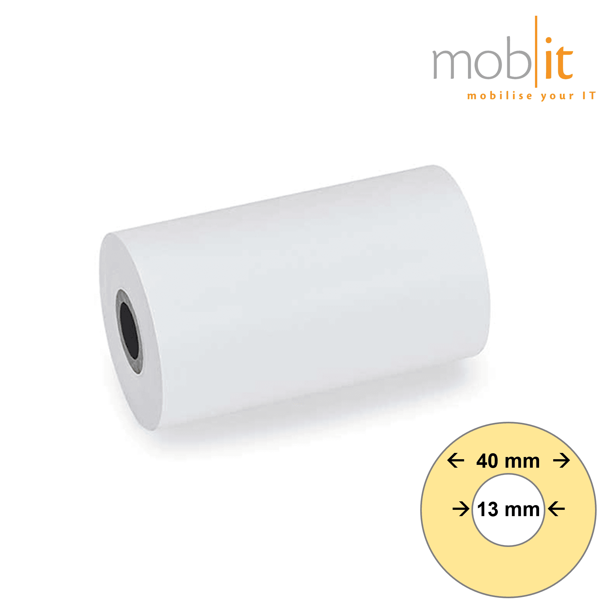 Zebra 1000D Direct Thermal Receipt Paper Roll, linerless, 80 micron, white, 40 mm roll diameter, 13 mm core