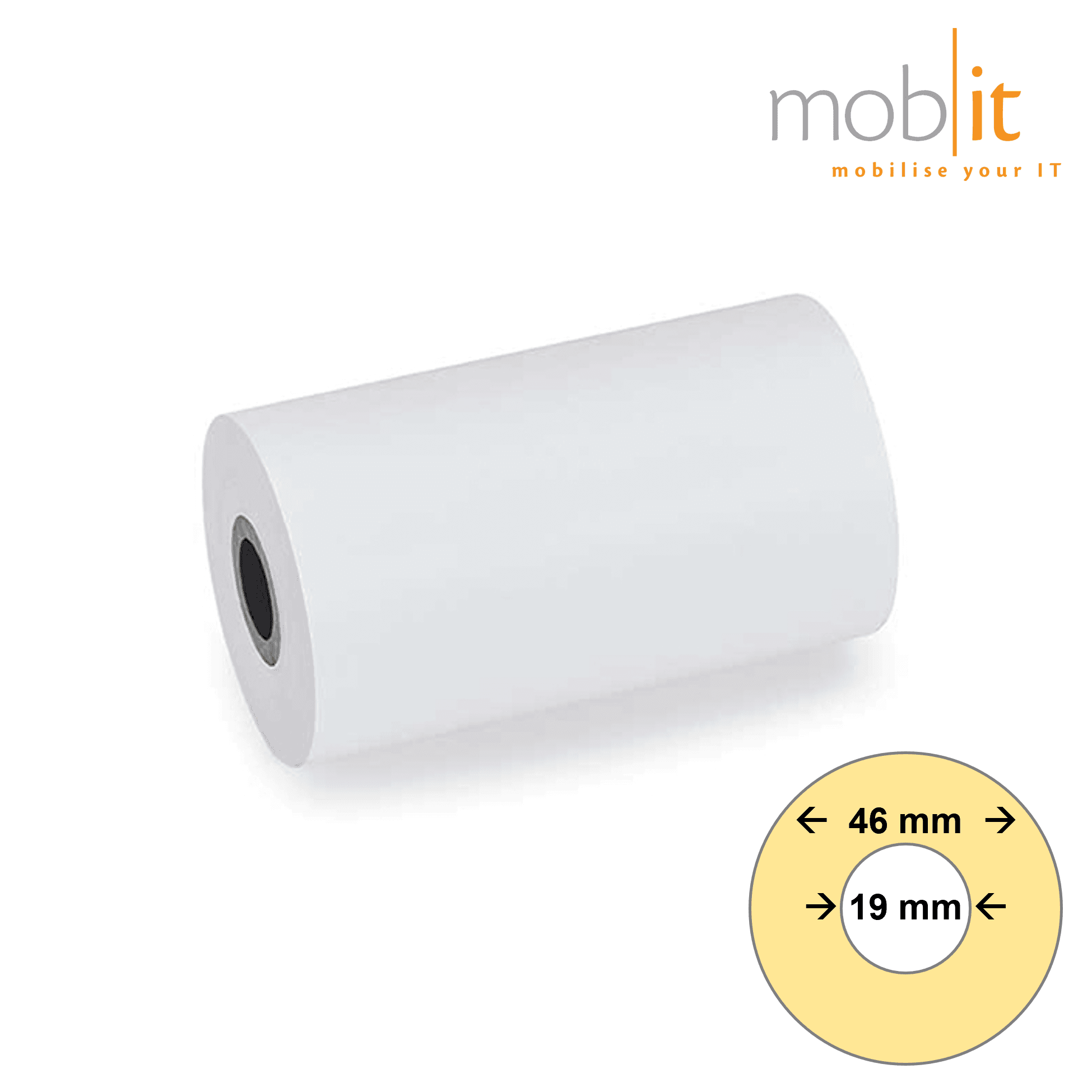 Zebra 1000D Direct Thermal Receipt Paper Roll, linerless, 80 micron, white, 46 mm roll diameter, 19 mm core