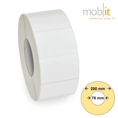Zebra 2000T Thermal Transfer Paper Labels, white, permanent adhesive, 76 mm core and 200 mm roll diameter