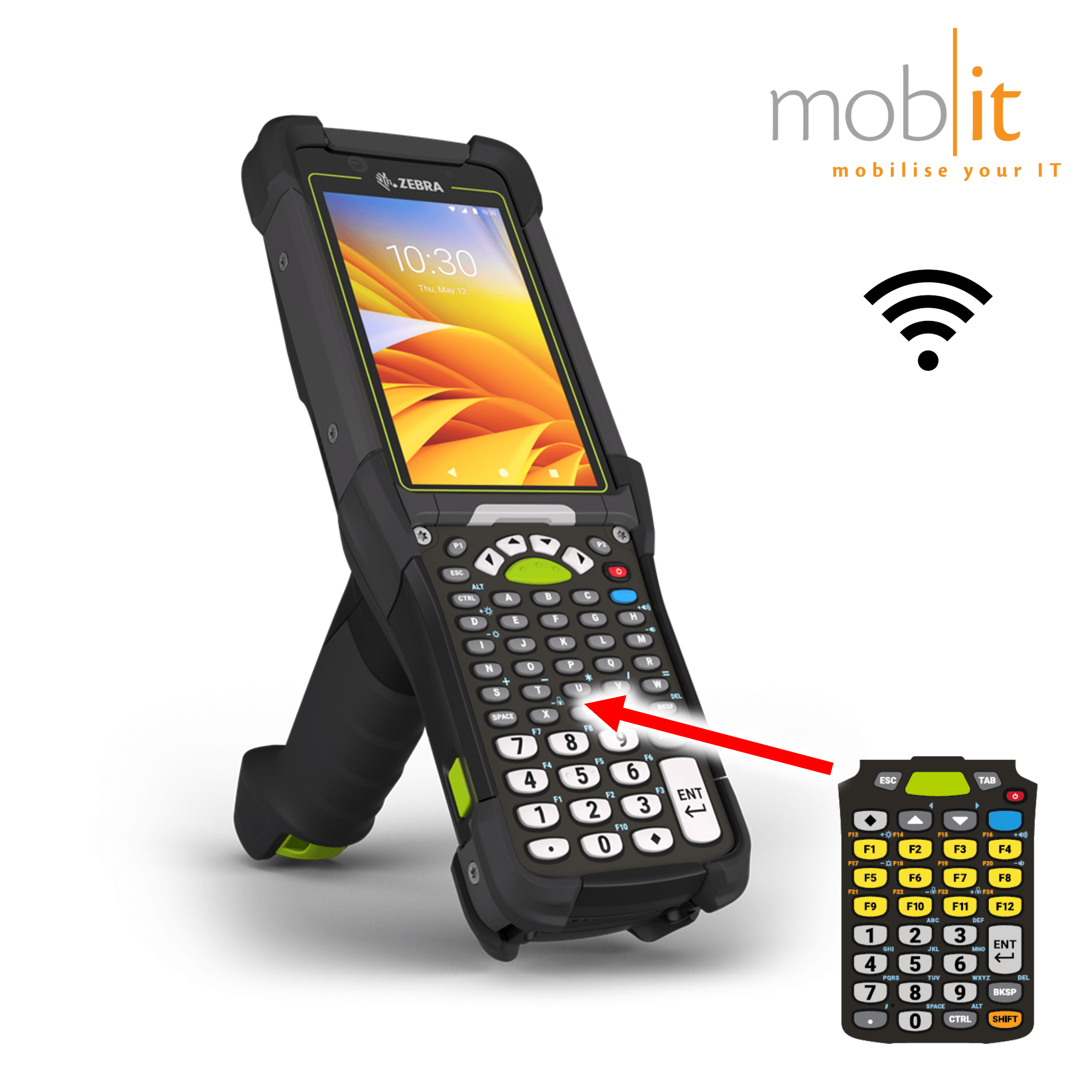 Zebra MC9400 Mobile Computer, Gun, 34-Key, Barcode Scanner, WLAN