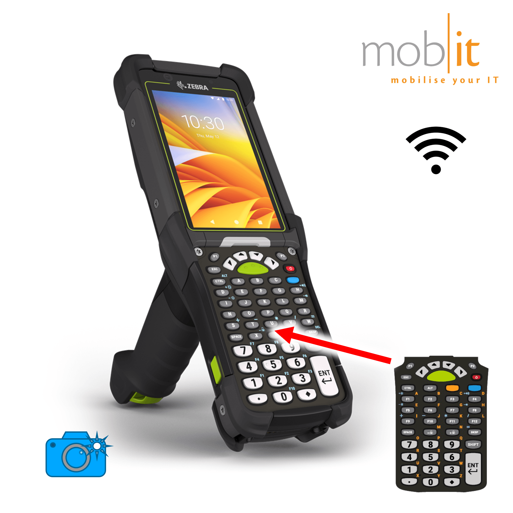 Zebra MC9400 Mobile Computer, Gun, 43-Key, Barcode Scanner, WLAN, Camera