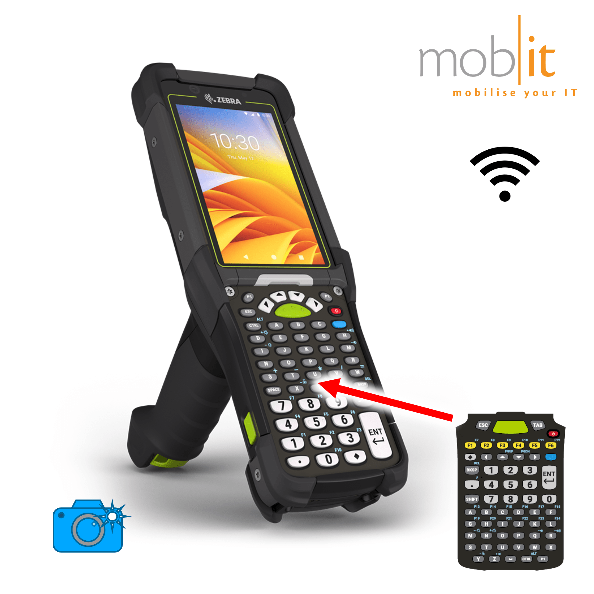 Zebra MC9400 Mobile Computer, Gun, 58-Key, Barcode Scanner, WLAN, Camera