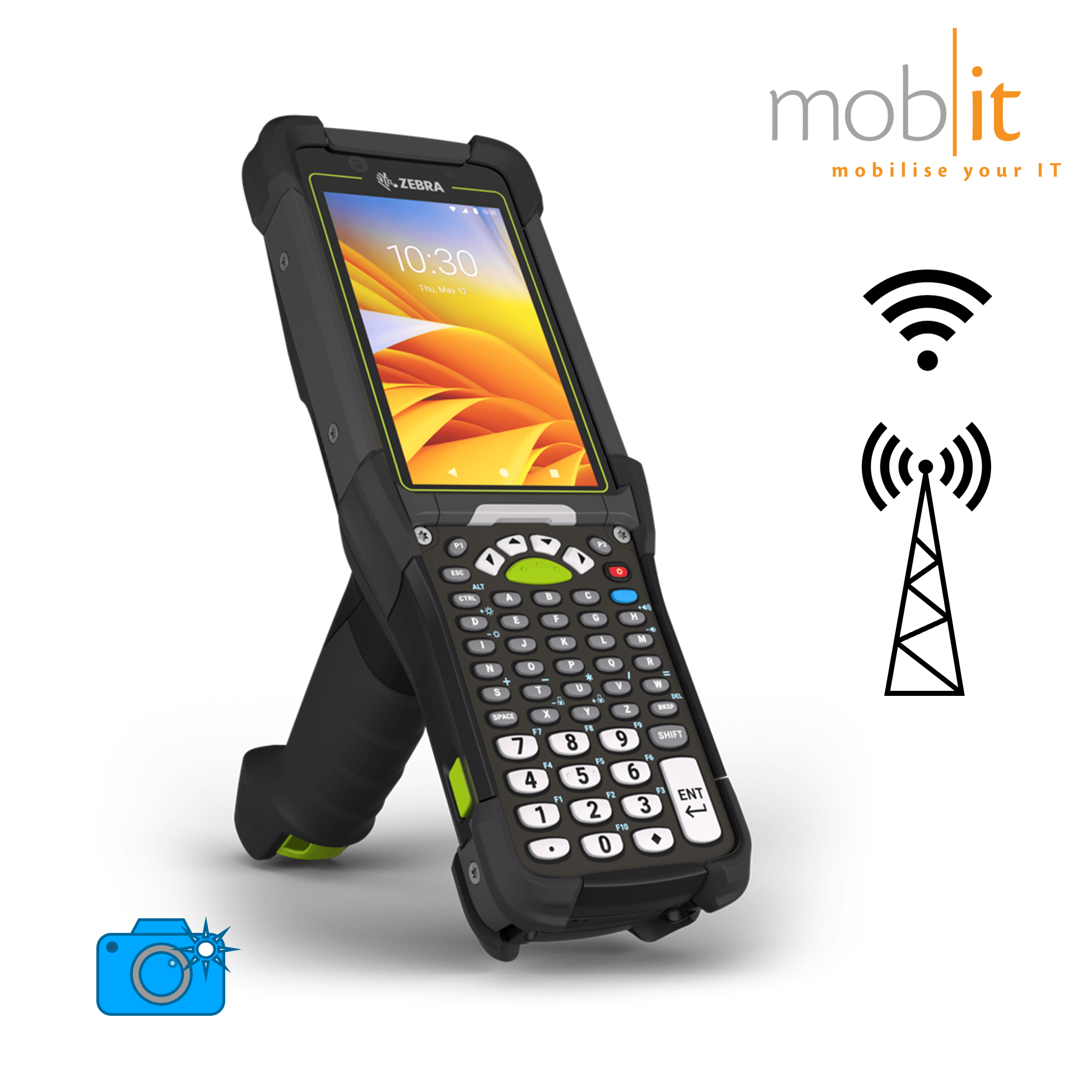 Zebra MC9450 Mobile Computer, Gun, 53-Key, Barcode Scanner, WLAN, WWAN, Camera