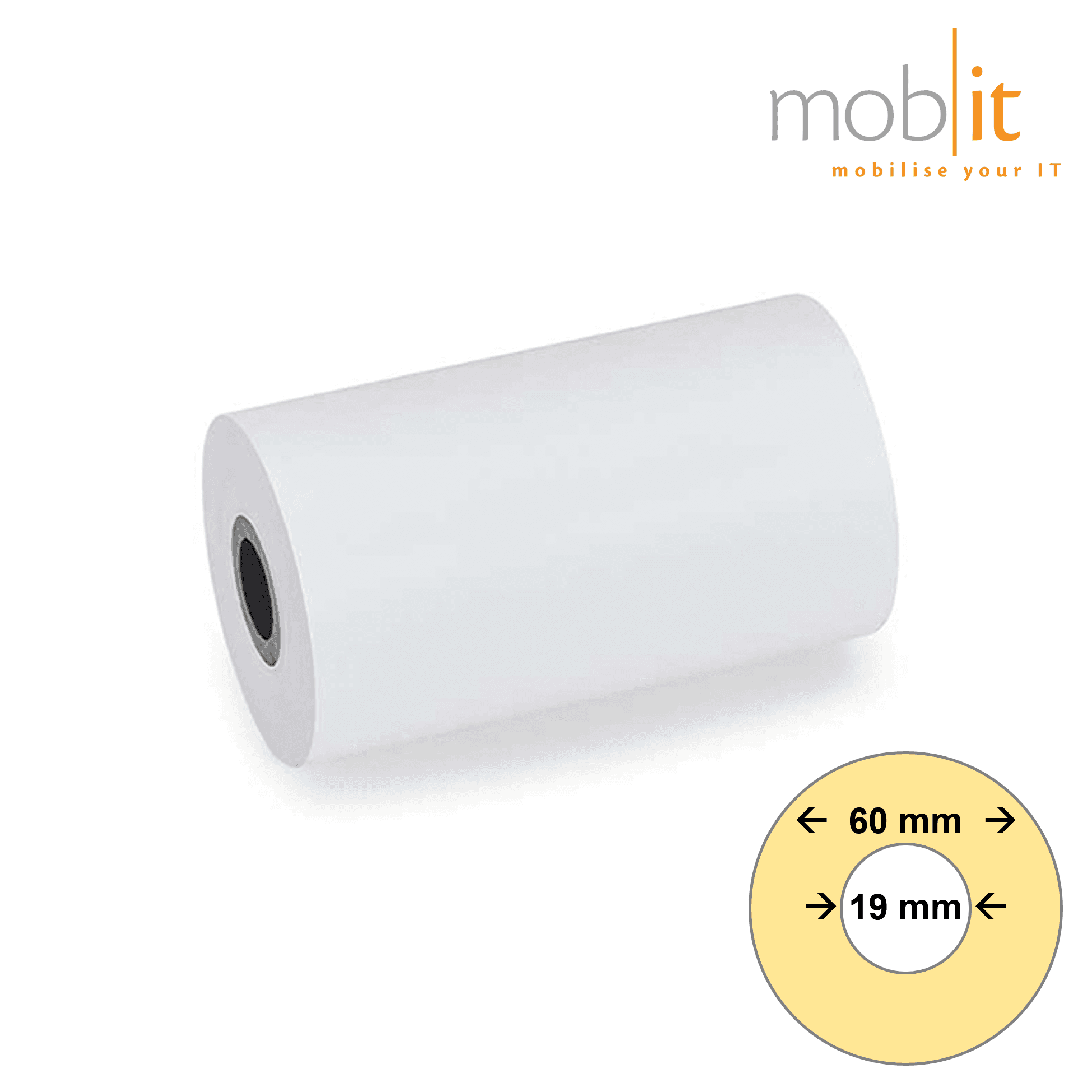 Zebra 1000D Direct Thermal Receipt Paper Roll, linerless, 80 micron, white, 60 mm roll diameter, 19 mm core